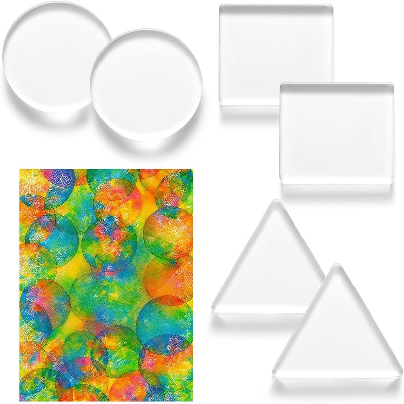 Ripeng 6 Pack Monoprinting Print Plates 3 Inch Small Gel Printing Plates Reusable Circle Triangle Square Printmaking Supplies for Art for Card Making Scrapbooking Arts and Crafts - Image 1